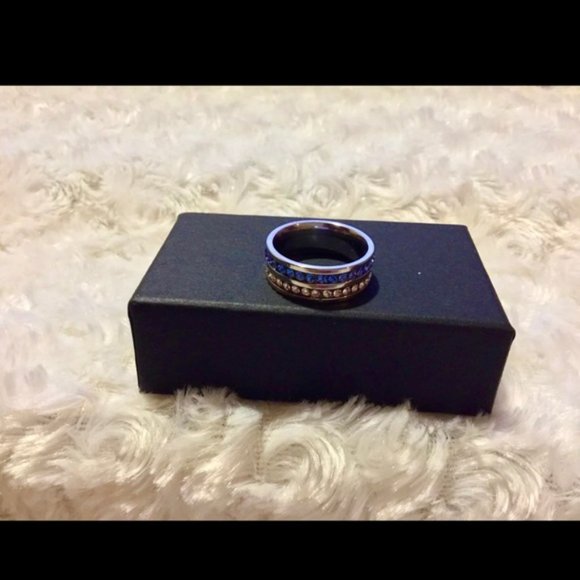 Blue White Sapphire Crystal Stainless Band - Picture 4 of 4